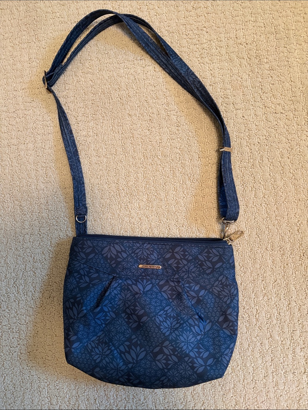 Travelon Navy Floral Jacquard Crossbody Purse